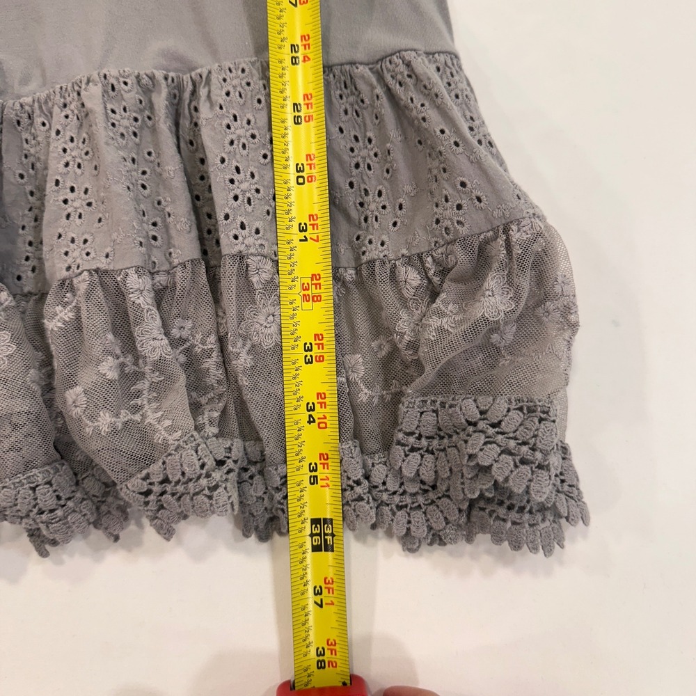 Matilda Jane Lace Trim Slip Dress Womens XS Grey Tiered Eyelet Hem | Cottagecore - Picture 6 of 6
